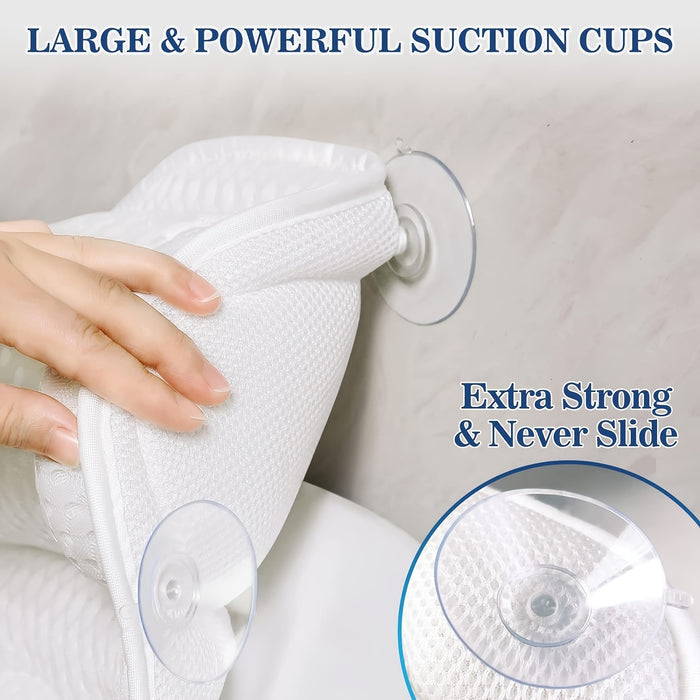Almofada ergonómica para banheira — almofada de spa em malha e seis ventosas antiderrapantes