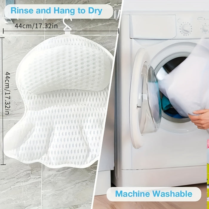 Almofada ergonómica para banheira — almofada de spa em malha e seis ventosas antiderrapantes