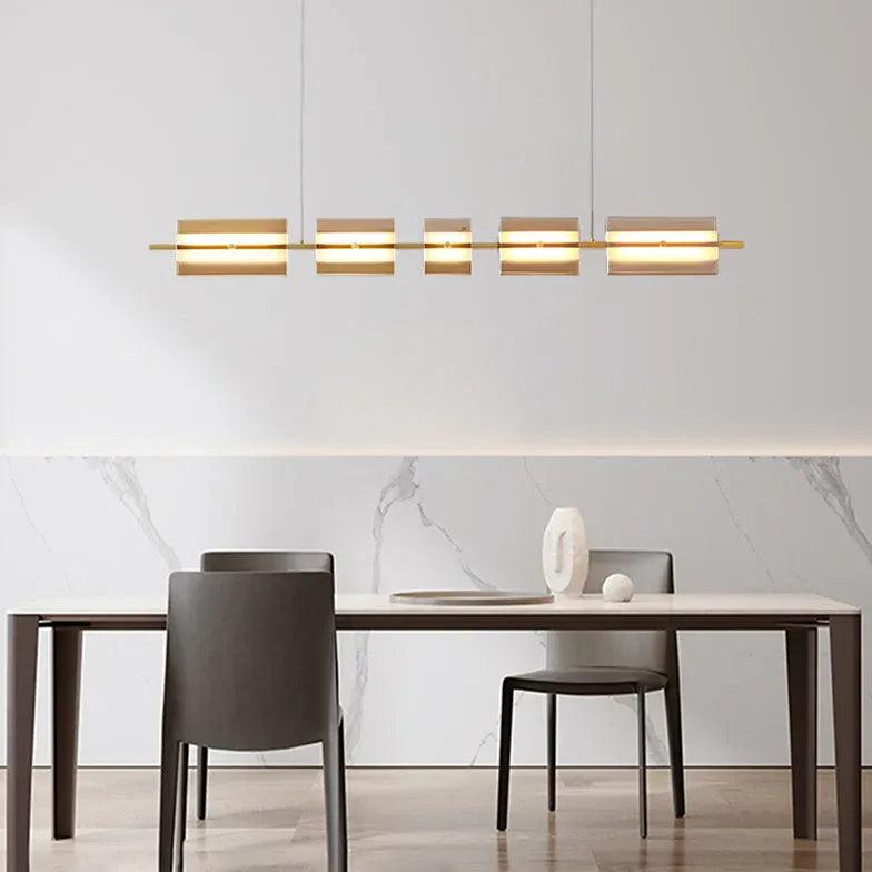 Staafvormige hanglamp van koper en glas | livraina