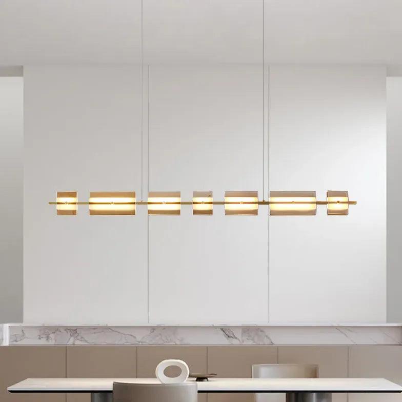 Staafvormige hanglamp van koper en glas | livraina