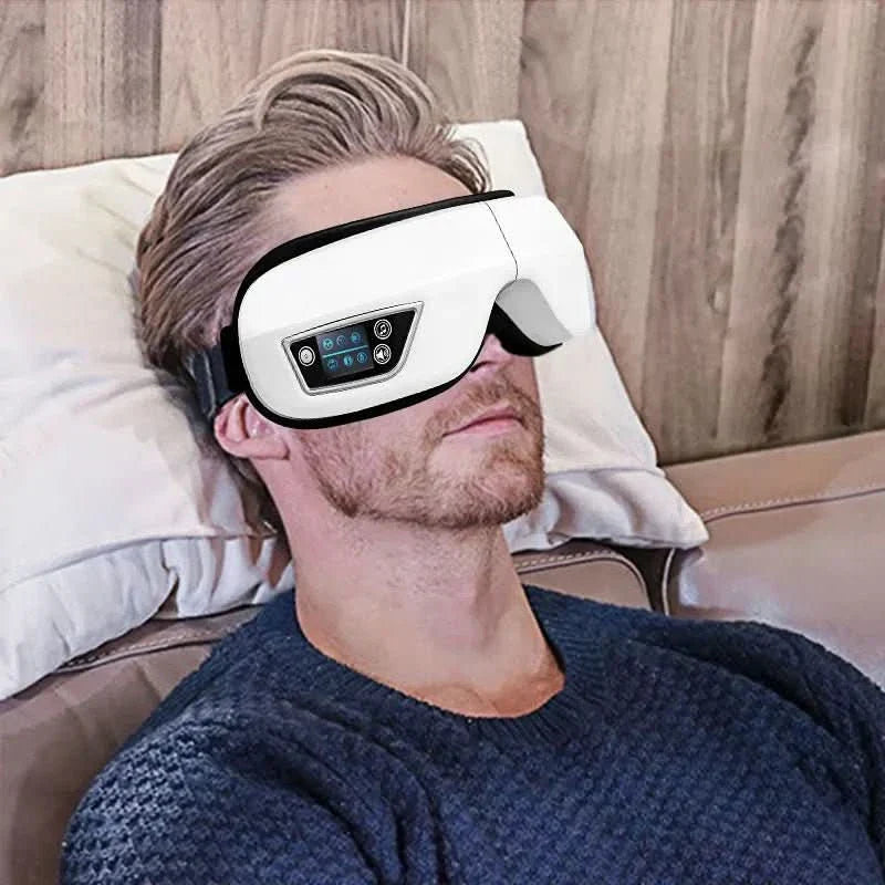 Massageador ocular AuraLume 6D — calor, vibração e Bluetooth