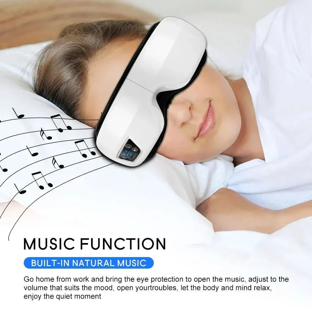 Massageador ocular AuraLume 6D — calor, vibração e Bluetooth