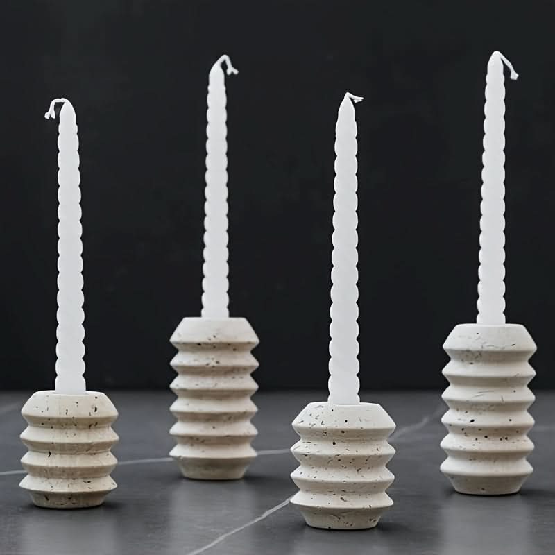 Natural Marble Candle Holder in Roman Travertine Style | livraina