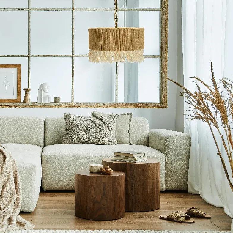 Boheme-pendellampe i hampsnor med kvastedesign | livraina