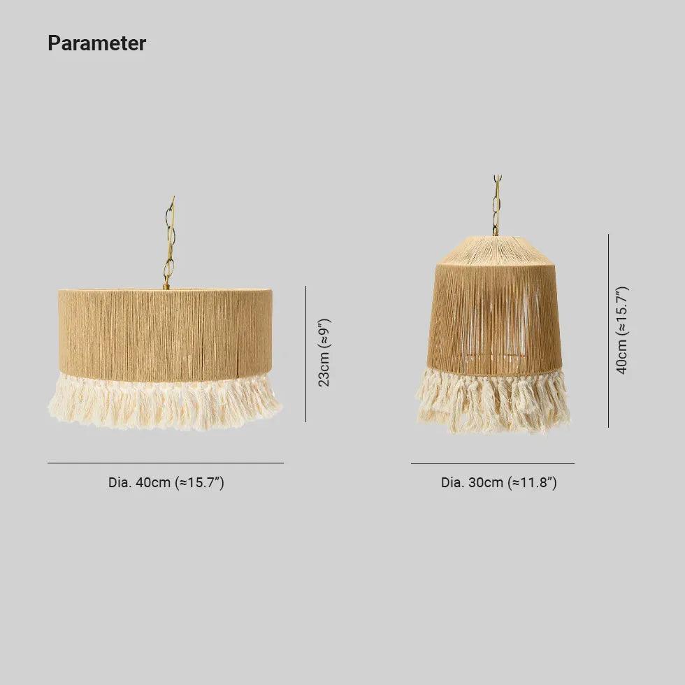 Boheme-pendellampe i hampsnor med kvastedesign | livraina