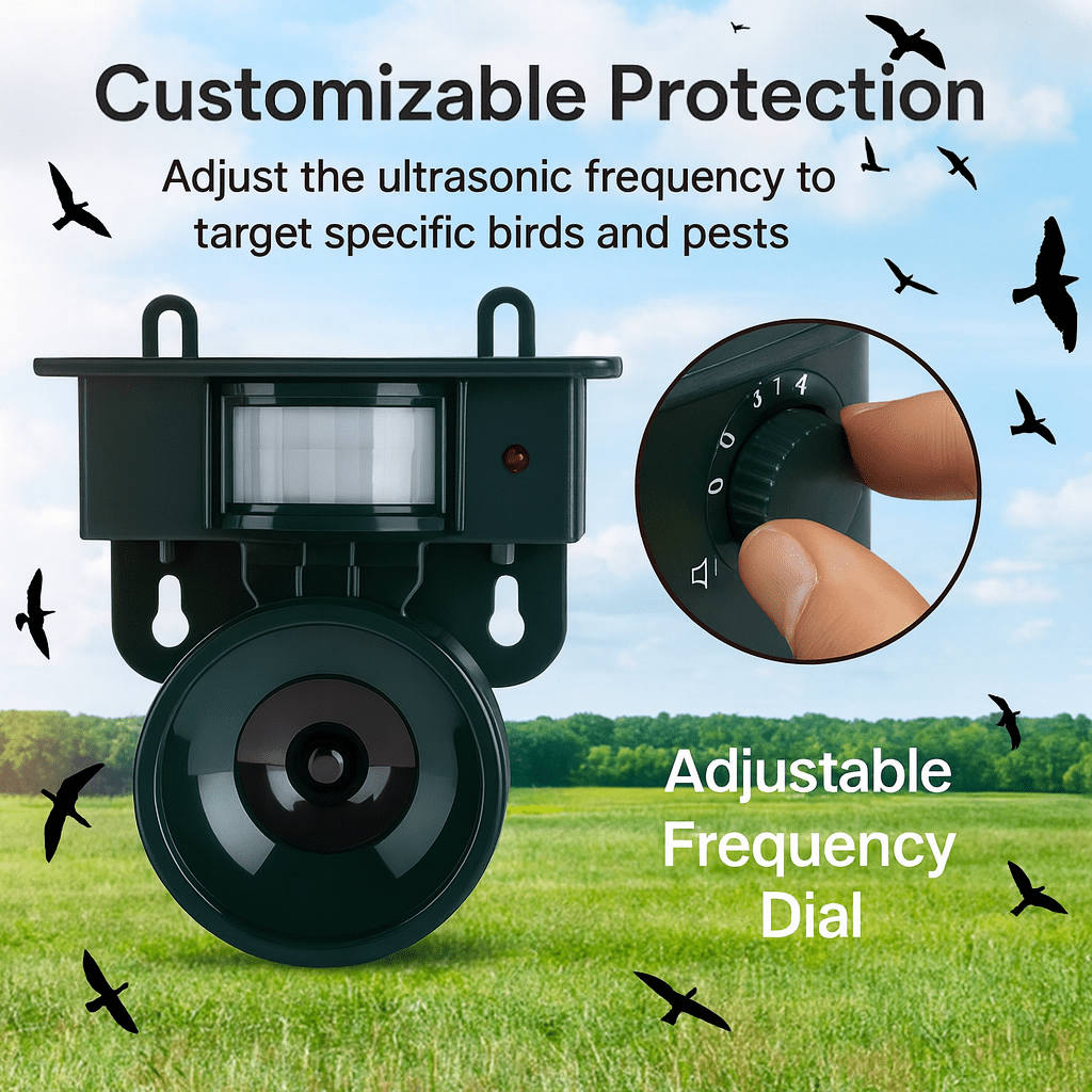 Répulsif à oiseaux à détection de mouvement FeatherGuard Pro — Répulsion sonore