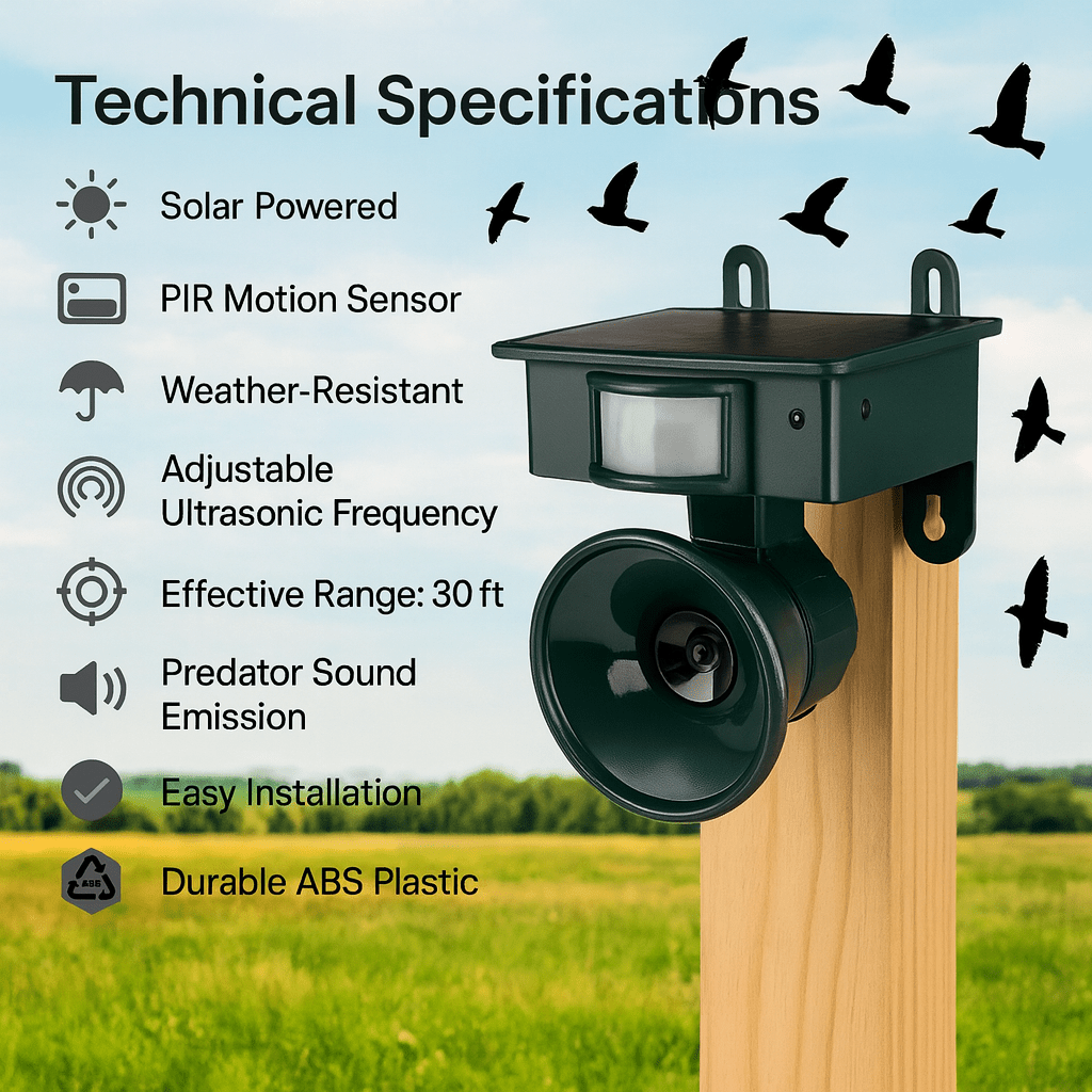 Répulsif à oiseaux à détection de mouvement FeatherGuard Pro — Répulsion sonore