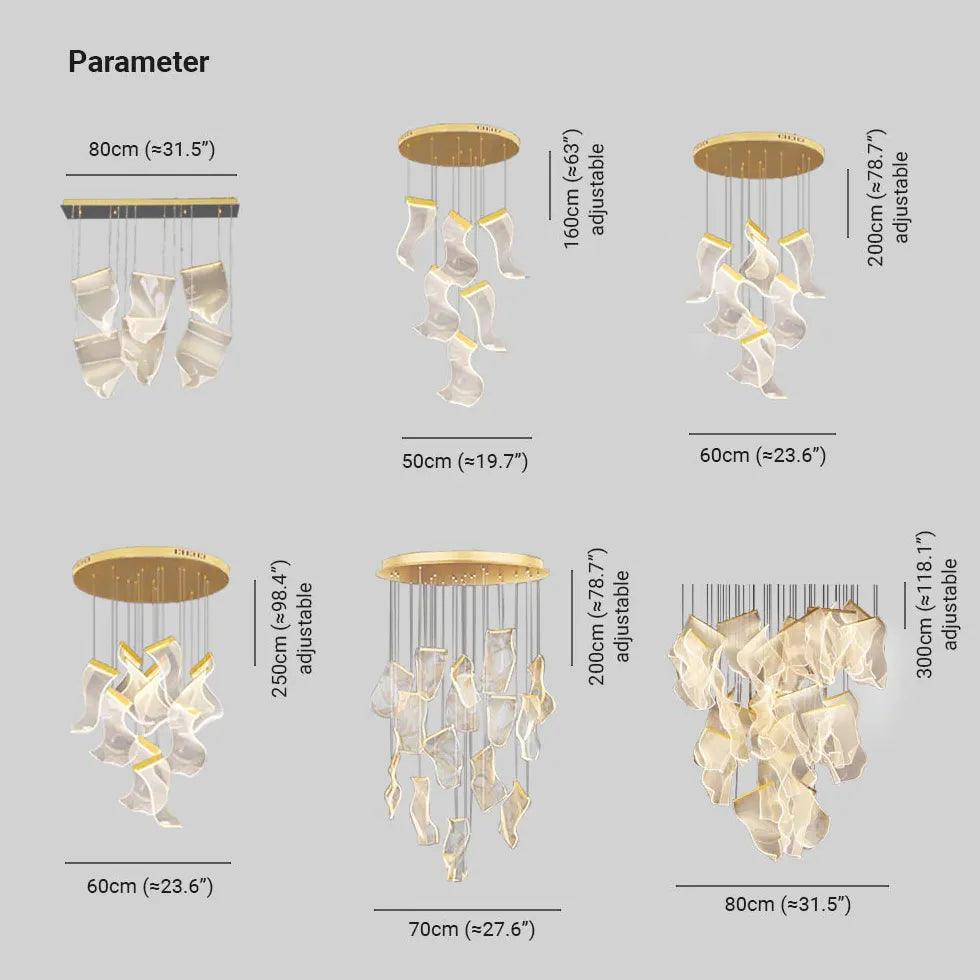 Creatieve onregelmatige gouden kroonluchter van acryl | livraina