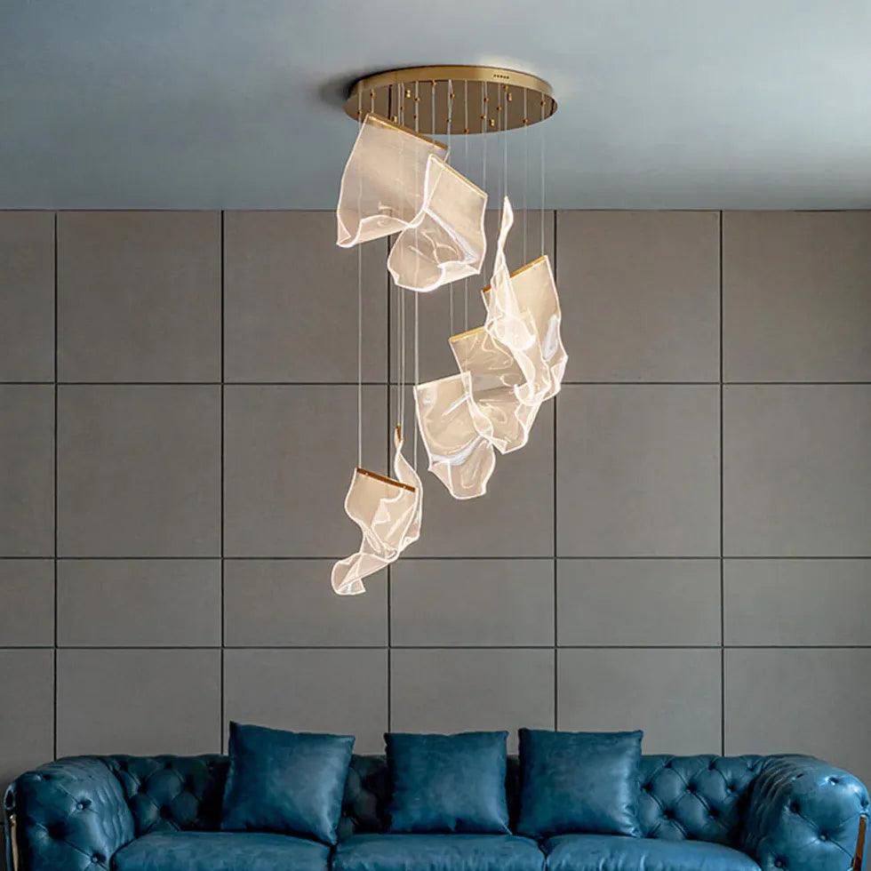 Creatieve onregelmatige gouden kroonluchter van acryl | livraina
