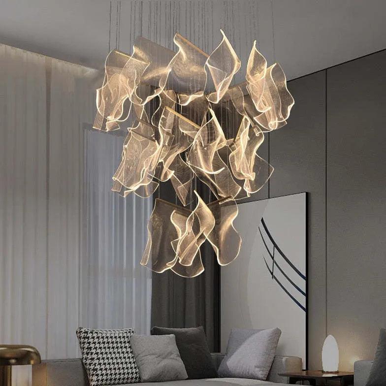 Creatieve onregelmatige gouden kroonluchter van acryl | livraina