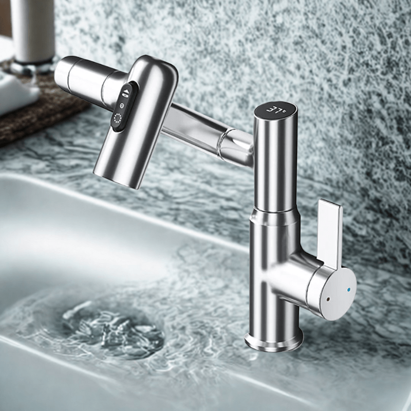 FlowMatrix Faucet — 360° Swivel, Adjustable Height, Temperature Display