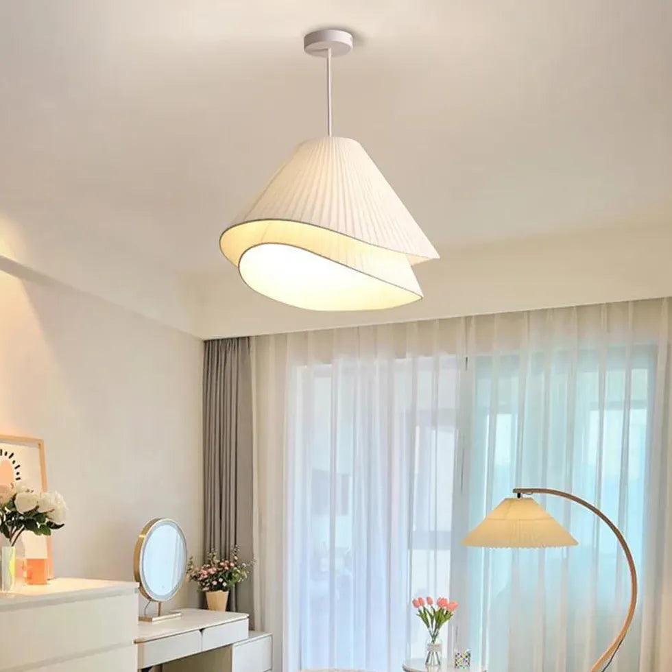 Lámparas colgantes modernas de tela color crema para comedor | livraina