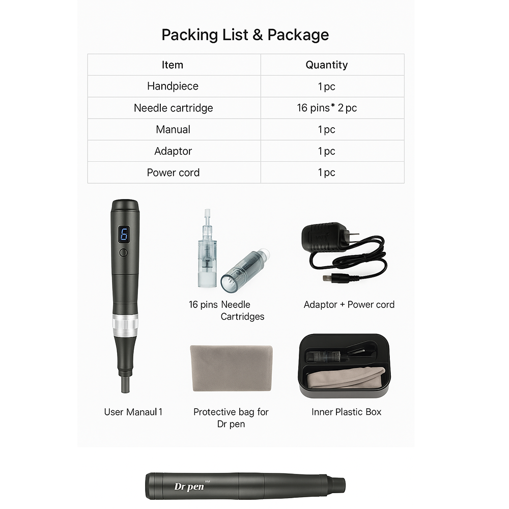 Dermapen ApexDerm Pro Ultima M8, ricaricabile tramite USB, 5 cartucce 32Pin