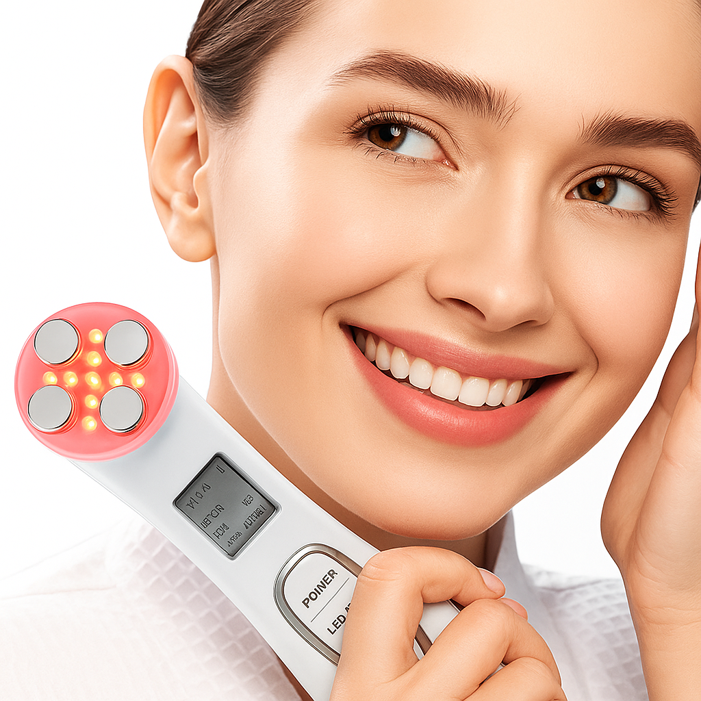 Dispositivo facial de radiofrecuencia 5 en 1 antiedad — Sistema reafirmante para la piel