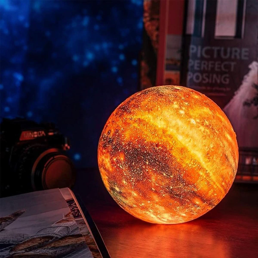 Lámpara lunar Aurora — Luz lunar 3D, 16 colores, mando a distancia y soporte