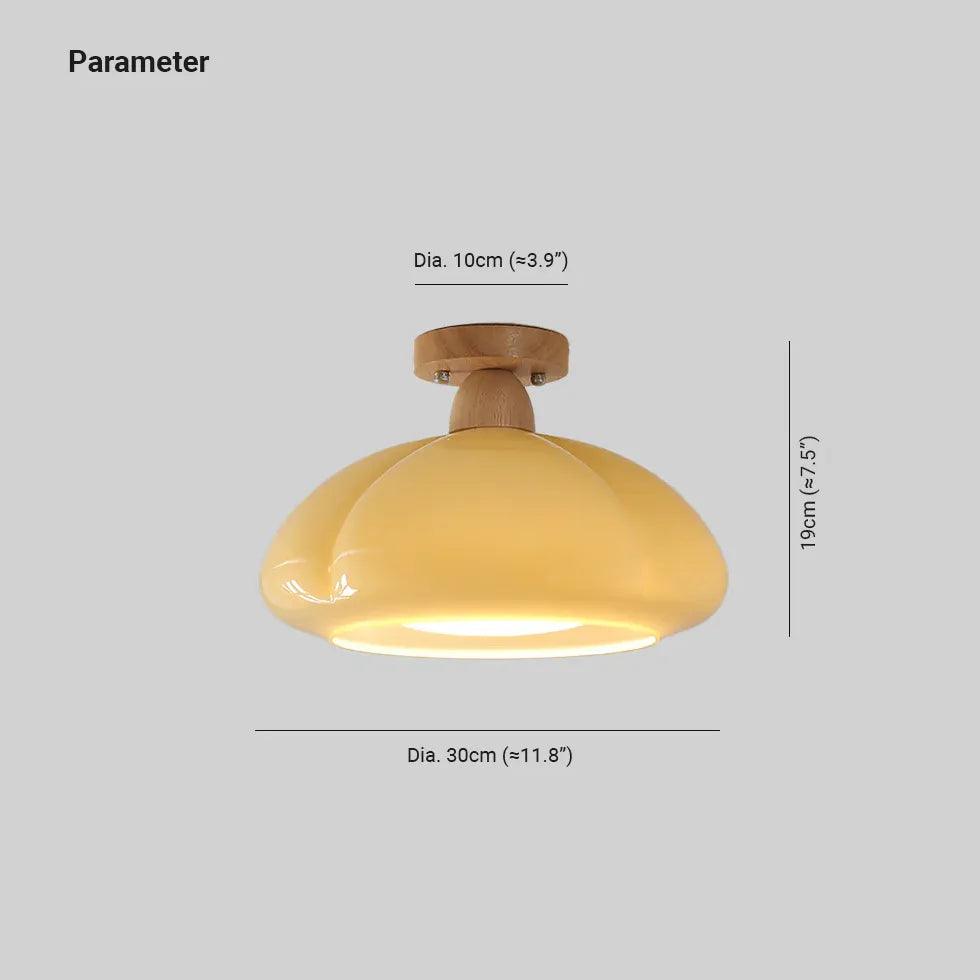 Kremfarget gresskarformet glasstaklampe | livraina