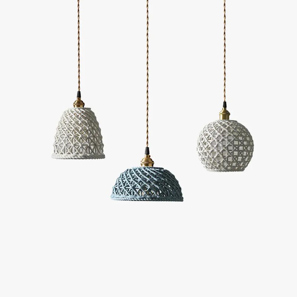 Lampă suspendată creativă din ceramică, cu grilaj din alamă | livraina