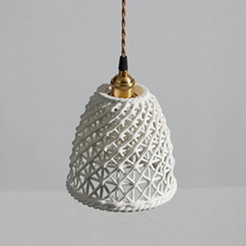 Lampă suspendată creativă din ceramică, cu grilaj din alamă | livraina