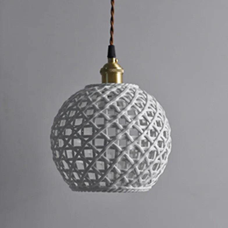 Lampă suspendată creativă din ceramică, cu grilaj din alamă | livraina