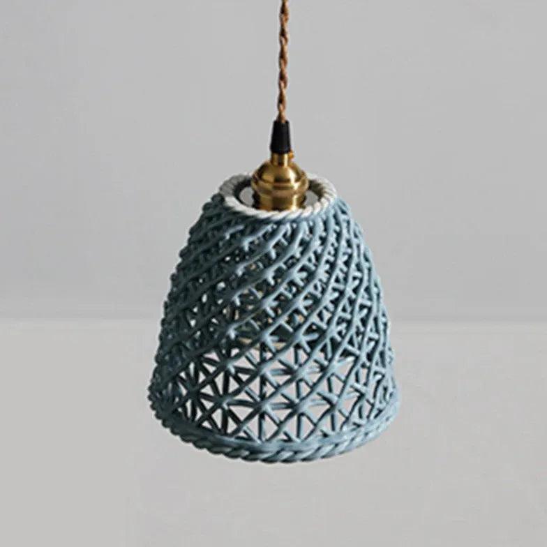 Lampă suspendată creativă din ceramică, cu grilaj din alamă | livraina