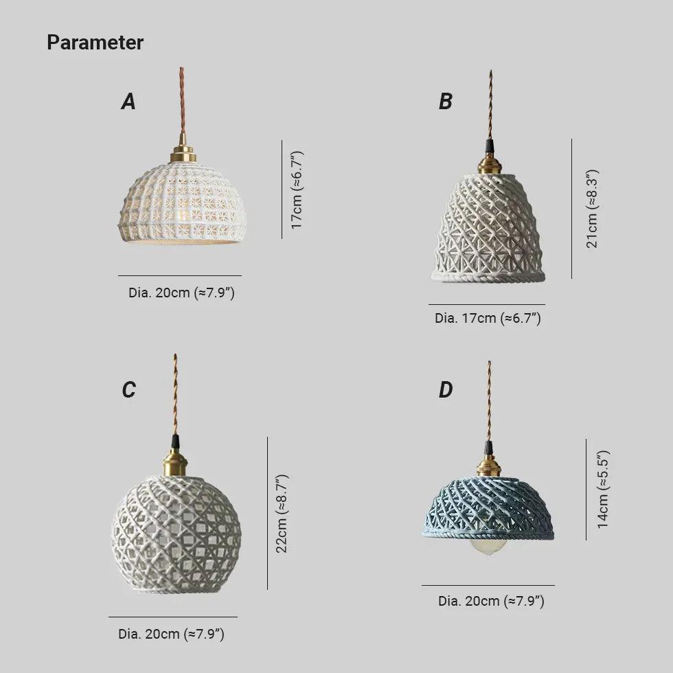 Lampă suspendată creativă din ceramică, cu grilaj din alamă | livraina