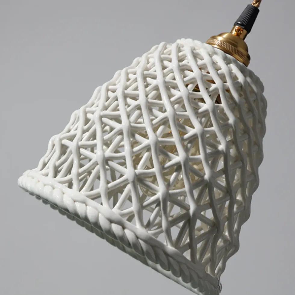 Lampă suspendată creativă din ceramică, cu grilaj din alamă | livraina