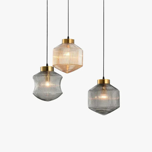 Amber Glass Brass Modern Pendant Light for Bedroom | livraina