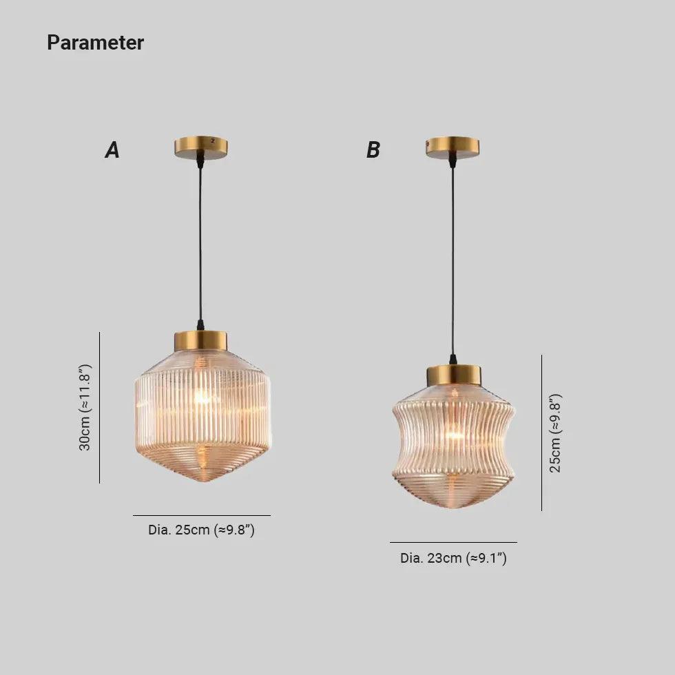 Moderne pendellampe med ravfarget glass og messing til soverommet | livraina
