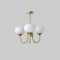 Gouden hanglamp met glazen takdesign in crème en roze | livraina