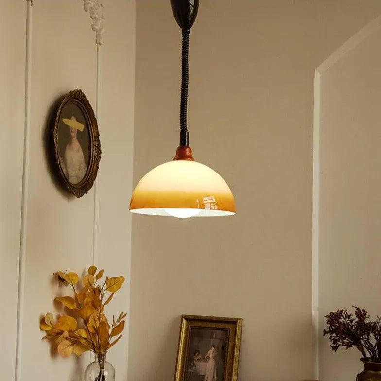 Lámpara colgante vintage de vidrio color crema, retráctil | livraina