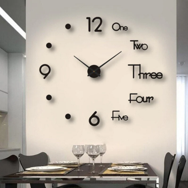 שעון קיר מודרני — עיצוב ספרות תלת-ממדיות מרחפות בסגנון עכשווי