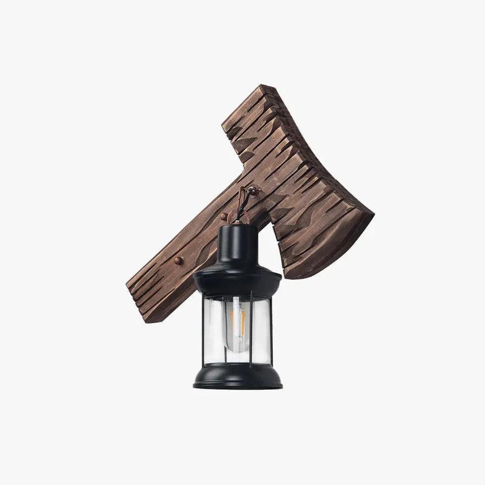 Industriell innendørs vegglampe i jern og tre | livraina