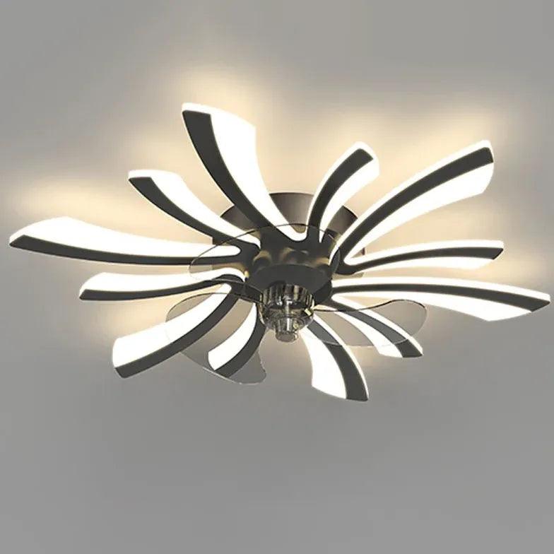 Koperen plafondventilator met verlichting, glazen crèmekleurige kap, voor de slaapkamer | livraina