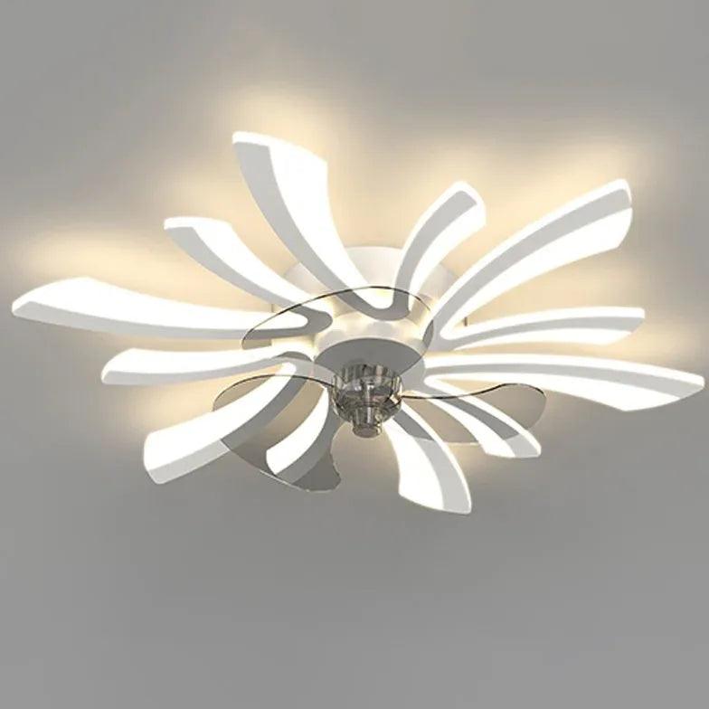 Koperen plafondventilator met verlichting, glazen crèmekleurige kap, voor de slaapkamer | livraina
