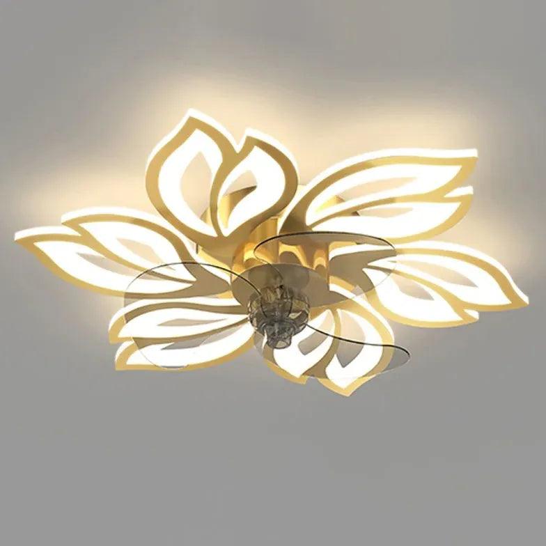 Koperen plafondventilator met verlichting, glazen crèmekleurige kap, voor de slaapkamer | livraina