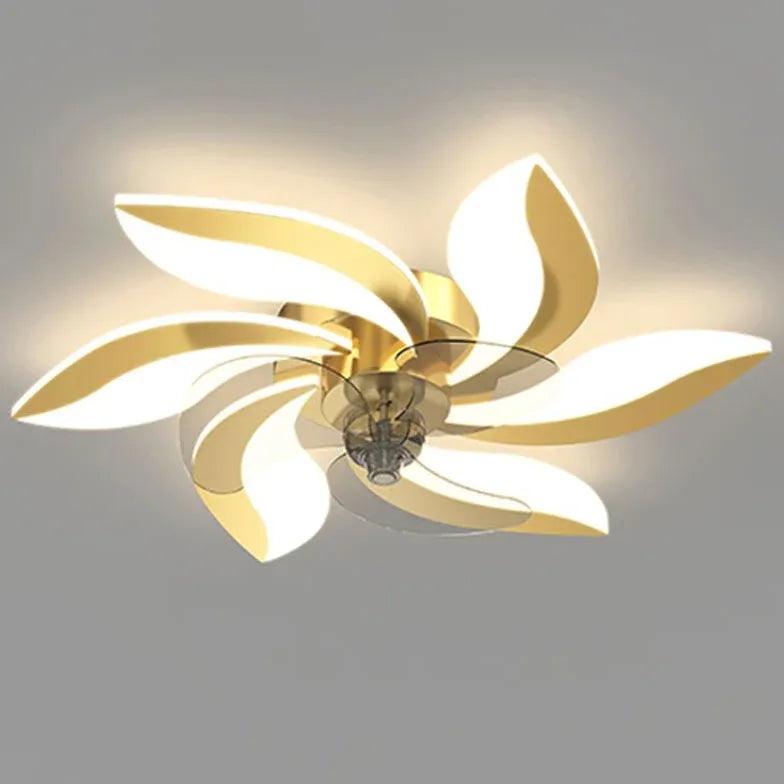 Koperen plafondventilator met verlichting, glazen crèmekleurige kap, voor de slaapkamer | livraina
