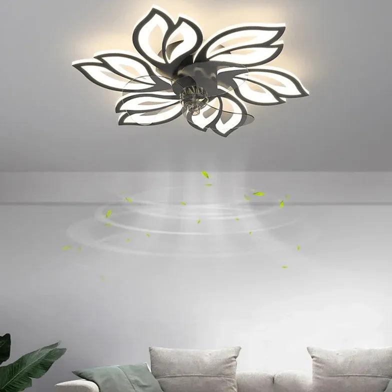 Moderner leiser Deckenventilator mit großem Blütenblatt-Design und Licht | livraina