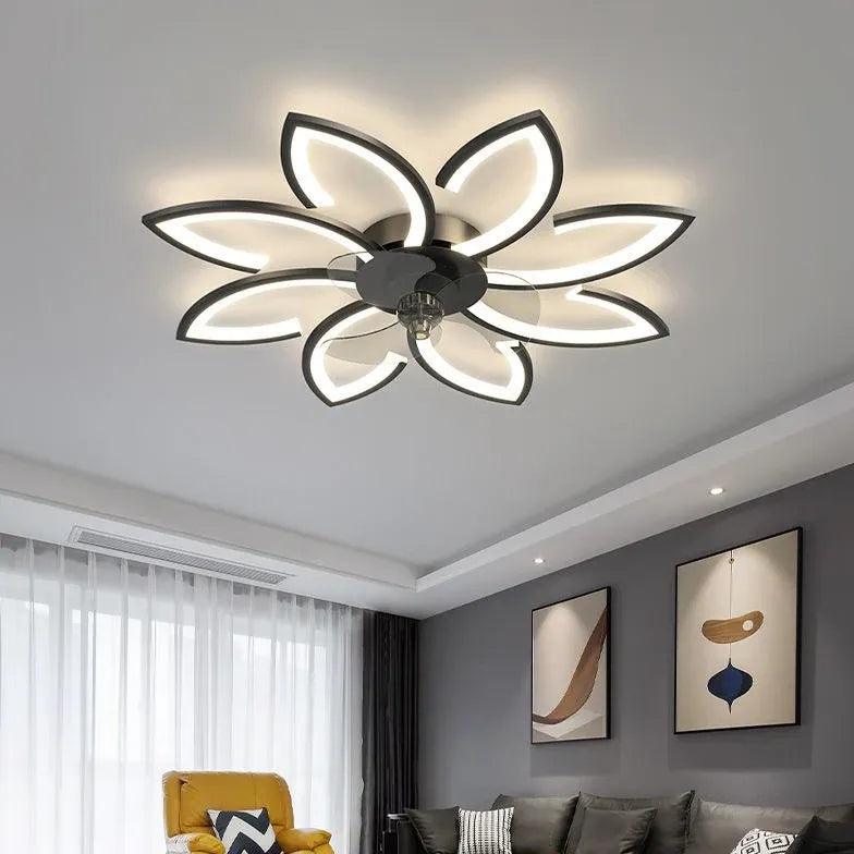 Moderner leiser Deckenventilator mit großem Blütenblatt-Design und Licht | livraina