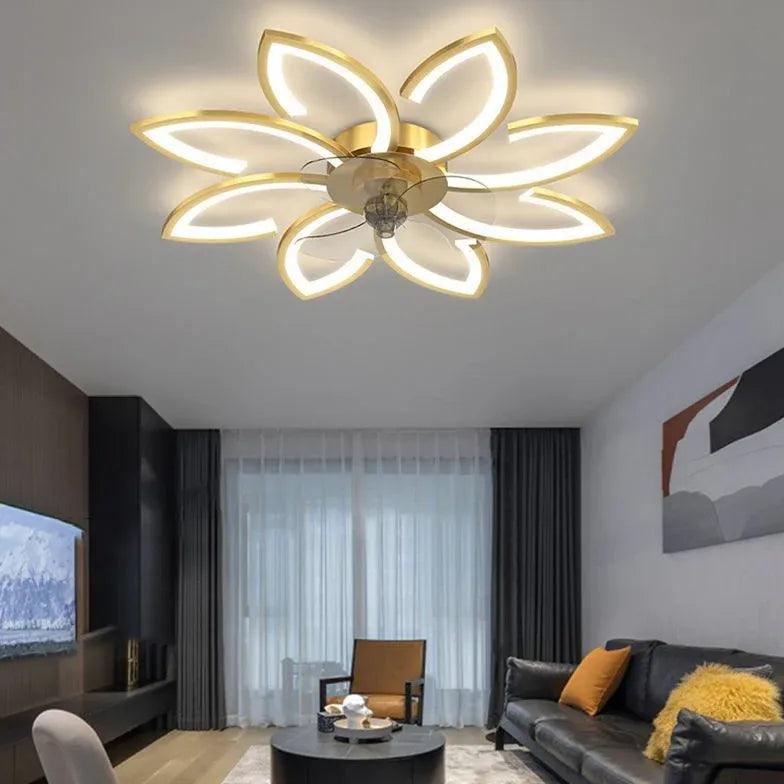 Moderner leiser Deckenventilator mit großem Blütenblatt-Design und Licht | livraina