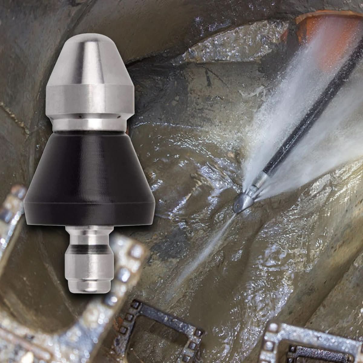 HydroNova Turbo Jet Nozzle — High-Pressure Pipe Blockage Removal