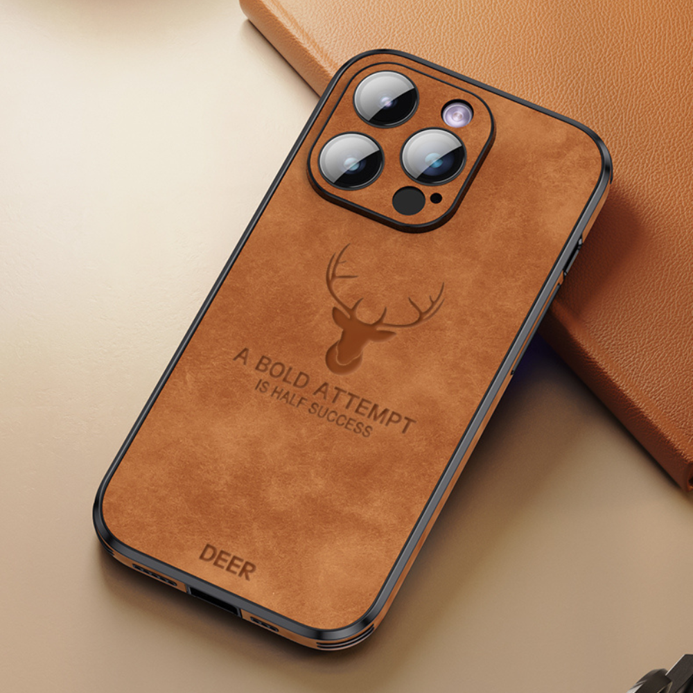 Funda delgada de cuero genuino para smartphone — Carcasa elegante y resistente a los golpes