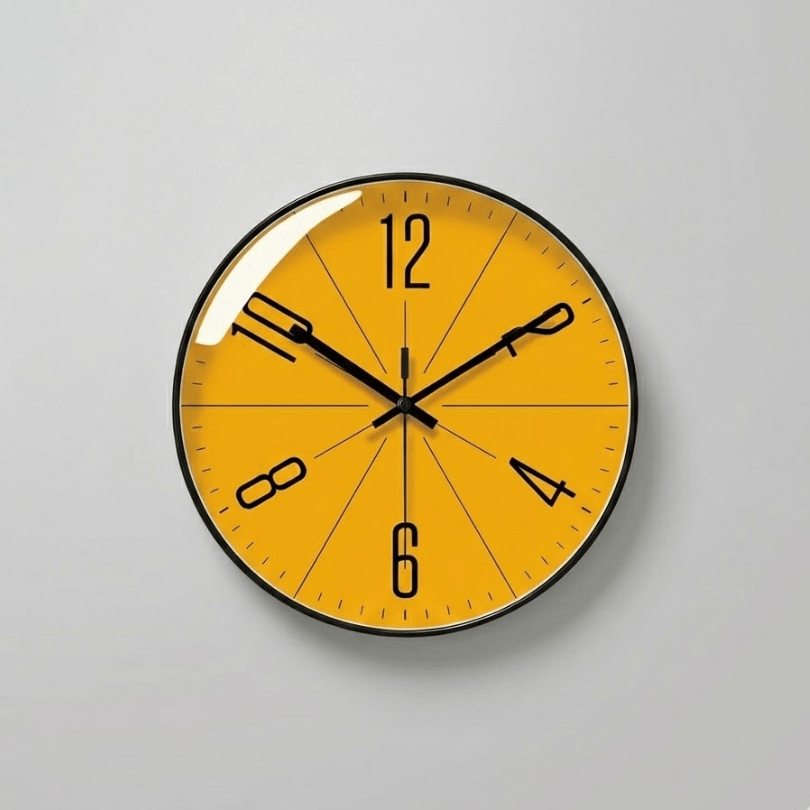 NordicHush HUSKLOK stille wandklok — zwart-wit kwartsuurwerk