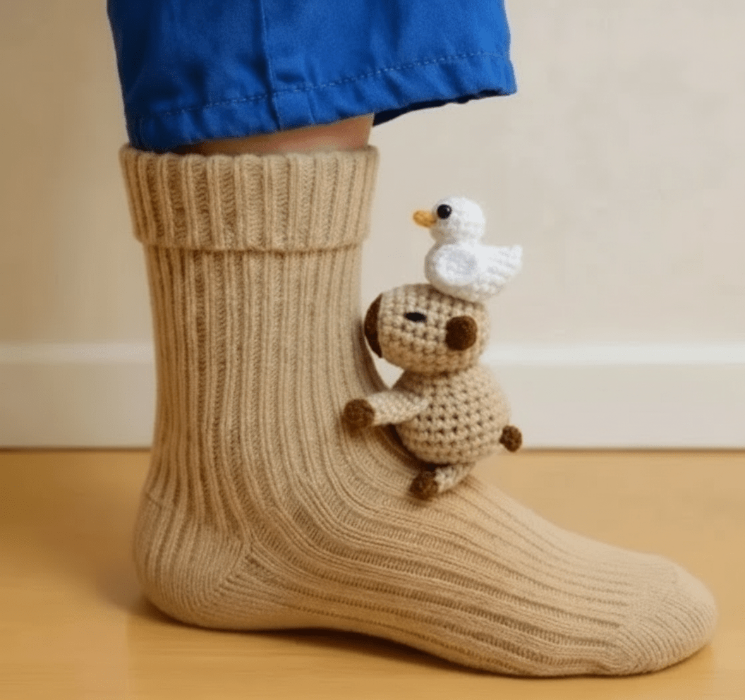 Calzini da casa 3D con animali SnugNest — Vestibilità confortevole, suola antiscivolo