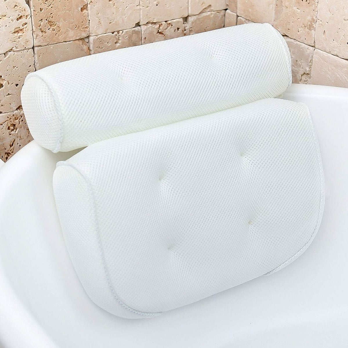 Almofada de banho ergonómica ZenNest ErgoRelax — apoio ergonómico para o pescoço e as costas