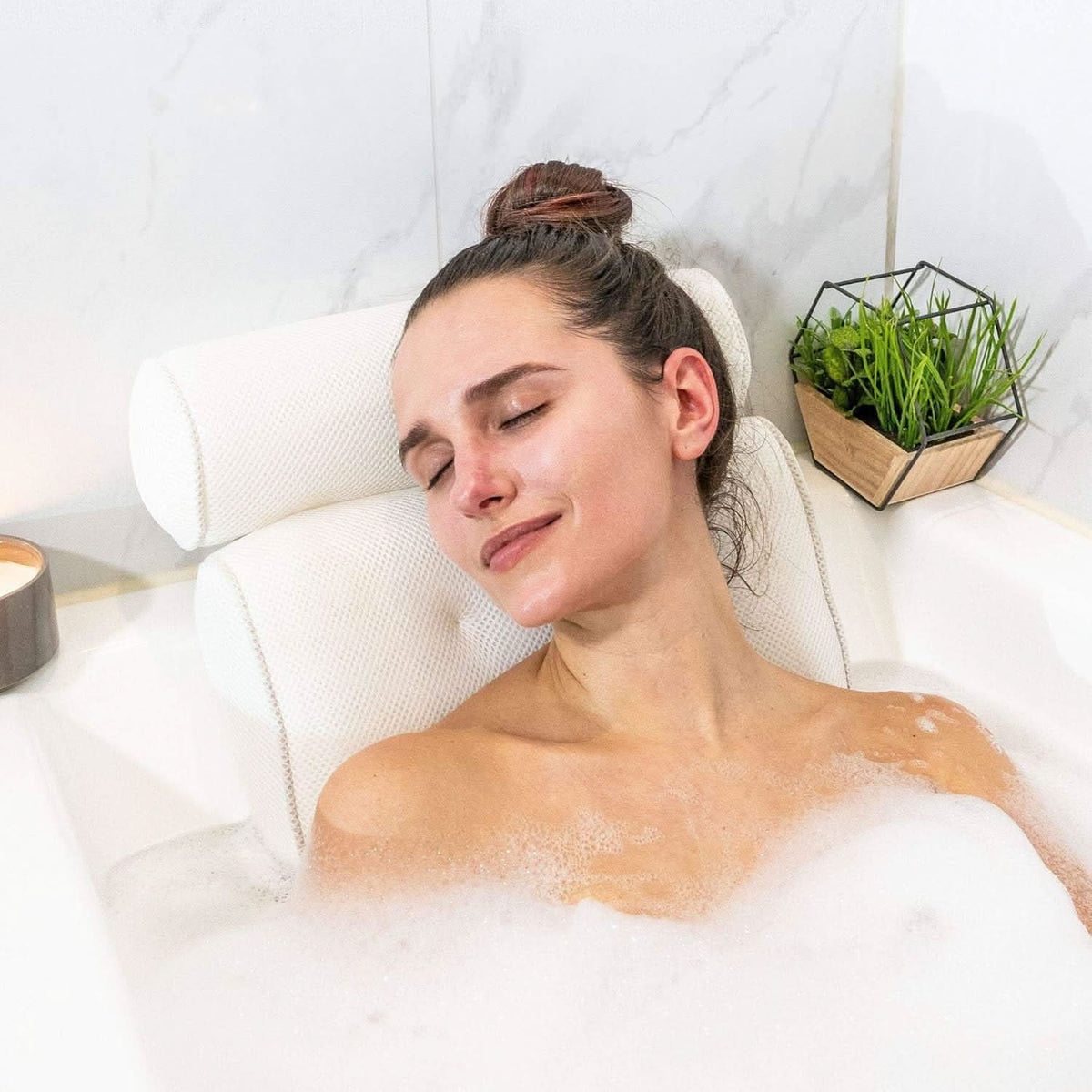 Almofada de banho ergonómica ZenNest ErgoRelax — apoio ergonómico para o pescoço e as costas