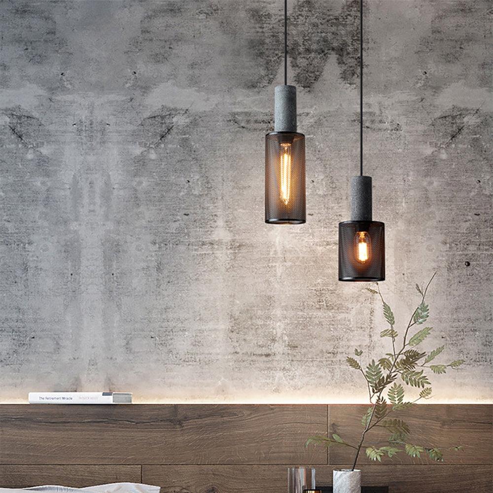 Industriel sort pendellampe med klart glas | livraina