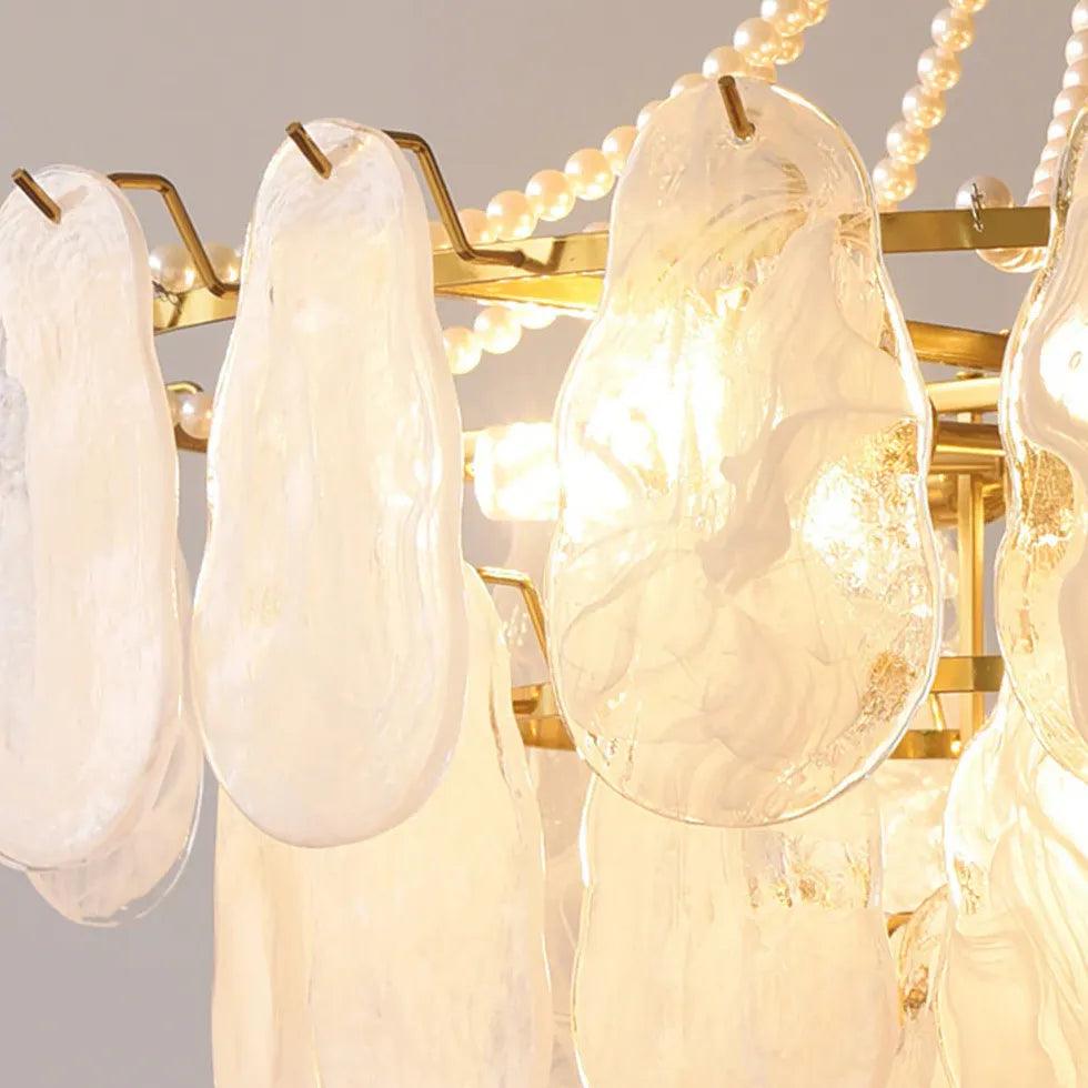 Lámpara colgante francesa vintage de cristal y vidrio color crema | livraina