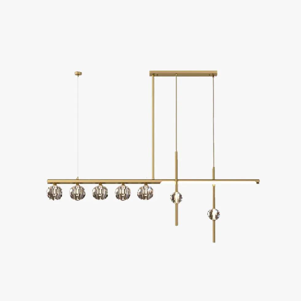 Lampă suspendată de tavan pentru dining, din cupru integral și cu cristale lungi | livraina