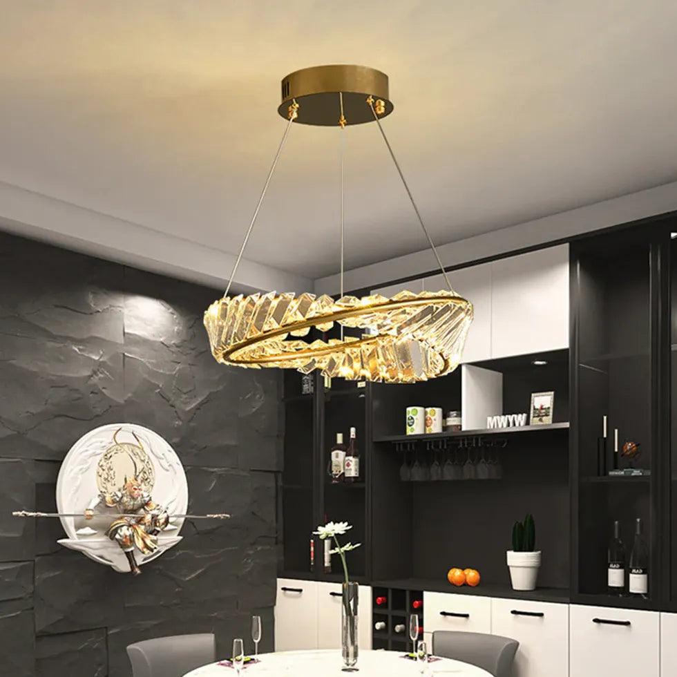 Moderne kristallen ring-hanglampen voor de eetkamer | livraina