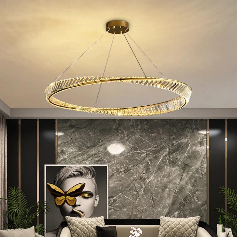 Moderne kristallen ring-hanglampen voor de eetkamer | livraina